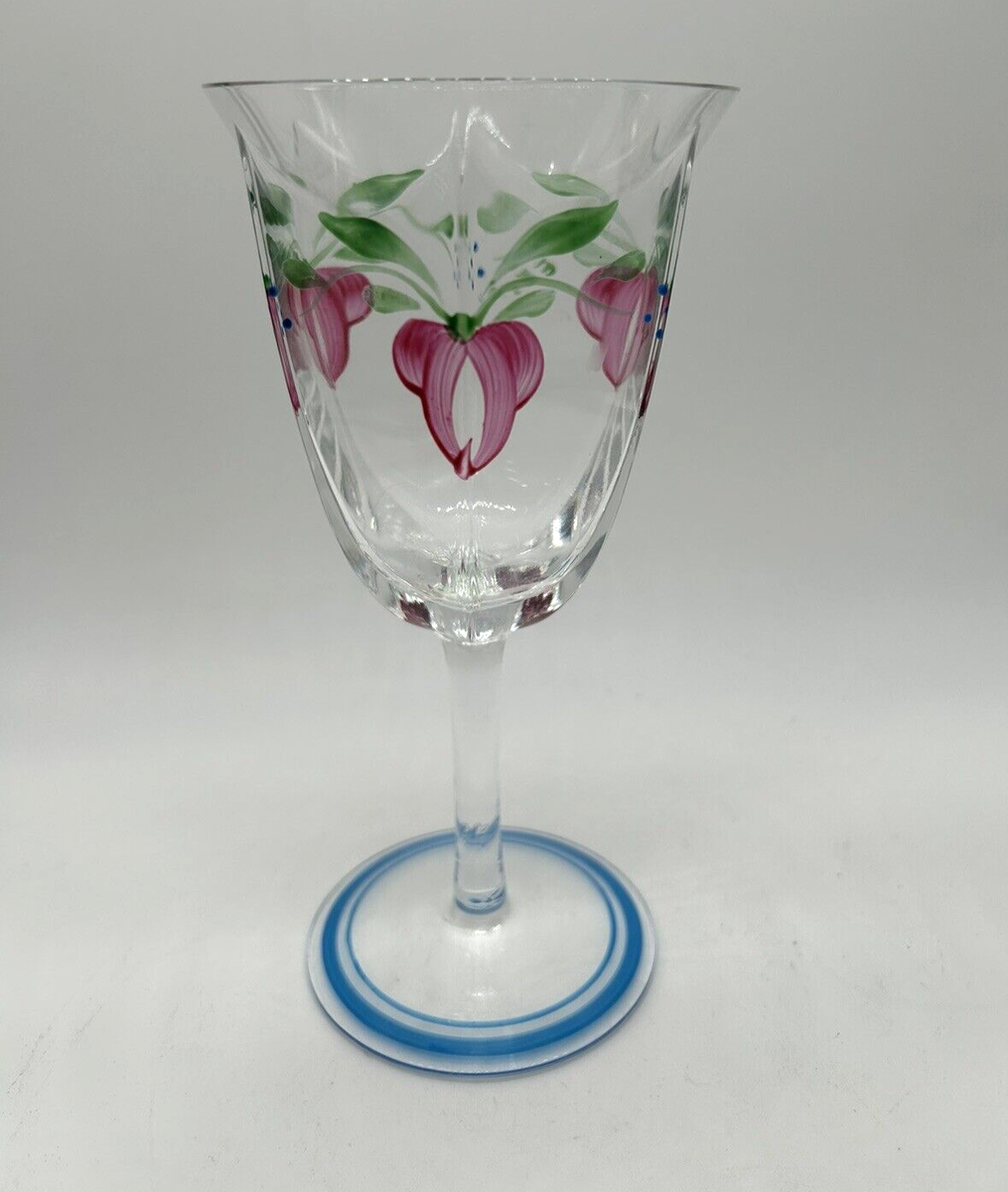 Eva Englund for Orrefors, ONE Maja pattern hand-painted wine