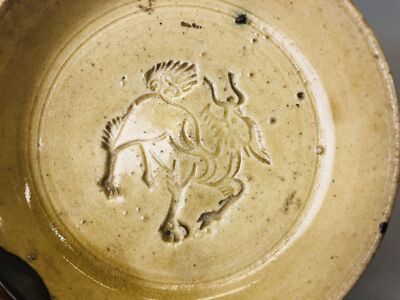 Y6569 DISH Seto-ware Kiseto small plate kintsugi Japan antique