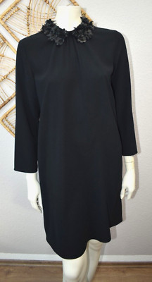 NEW  Hallhuber  Short Cocktail Dress with Floral Details 38 Black  