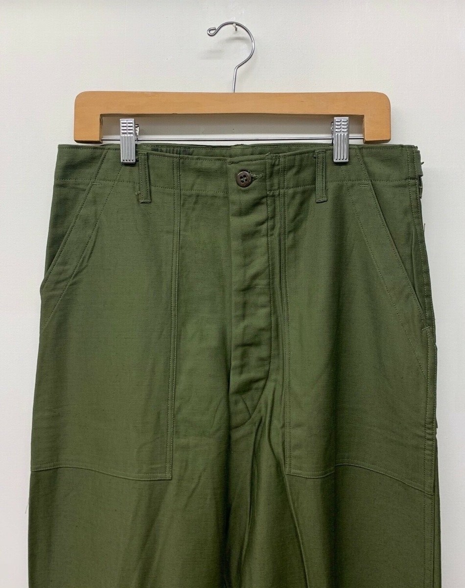 60s★US ARMY OG107 UTILITY PANTS″W32×L31★ VINTAGE US ARMY UTILITY OG-107 SATEEN TROUSERS PANTS 1966