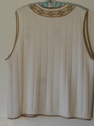 EP Pro Golf Knit Vest Men's XL Ivory White Taupe V Neck Cotton Rich MINT 48 inch - Picture 5 of 6