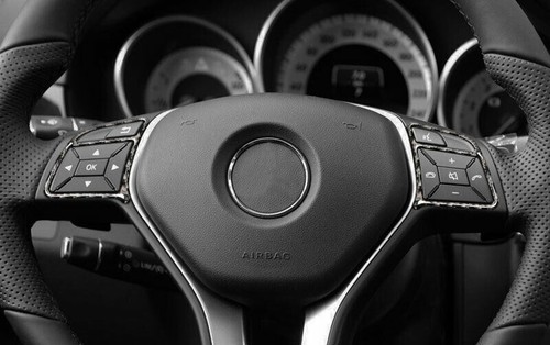 For Benz C-Class Real Carbon Fiber Front Steering Wheel Frame Trim 2X 2011-2014 - Imagen 4 de 6