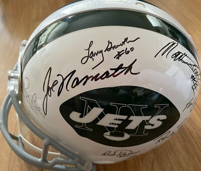 1968 1969 Jets Super Bowl 3 Champ Team signed Pro Line helmet Joe