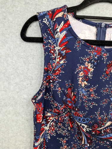 Sunny Girl Dress Womens 8 Blue Red Floral Fit Flare Sleeveless Event Casual Work - Picture 4 of 14