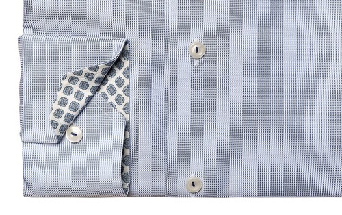 $ 375 Neu mit Etikett Eton moderne Passform knitterarm blau bedrucktes Hemd Größe 15 (38) - Bild 3 von 8