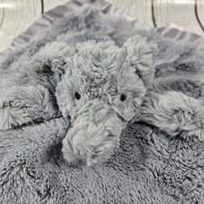 Cloud Island Baby Elephant Gray Security Blanket Minky Lovey Plush Satin Trim