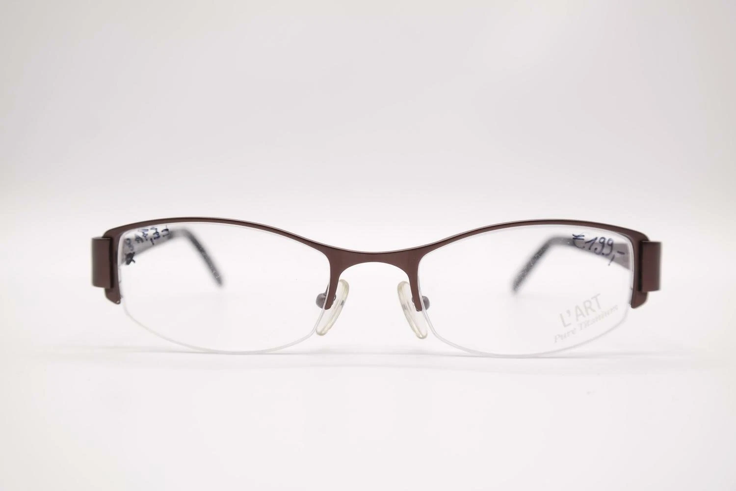 L Art By AMA 1983 002 Titan Bronze Silver Black Half Rim Glasses Eyeglasses New