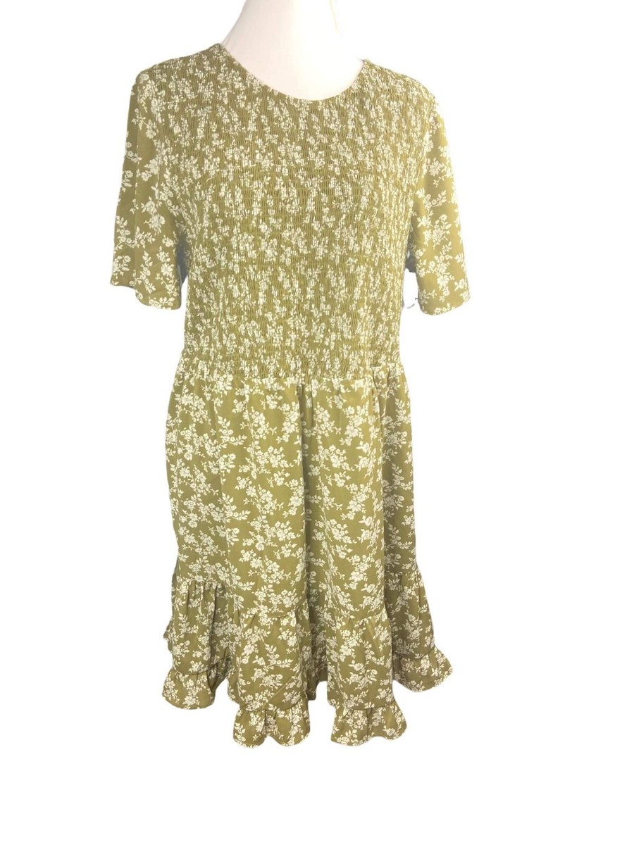 forever 21 green midi dress Women 2X Floral Short Sleeves Roundneck Smocked Line Alyce Paris Homecoming Dress 40034