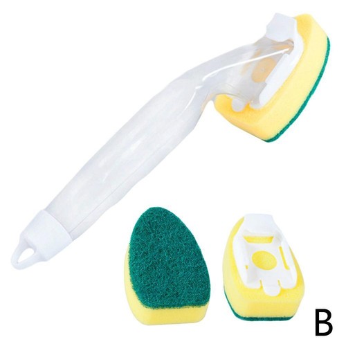Dish Washing Up Brush Sponge With Liquid Soap Dispenser Scrubber Cleaning P Q3J2 - Bild 18 von 21