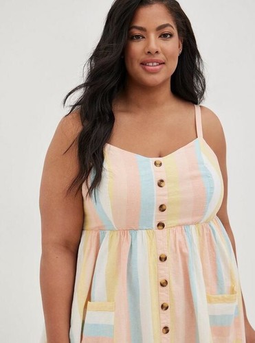 Vestido Torrid Midi de Lino Botón Frontal Talla 2X/18-20 - Imagen 3 de 9