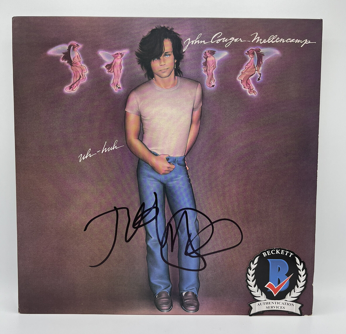 John Cougar Mellencamp signed Uh Huh album vinyl record proof Beckett COA autographed STAR John Cougar Mellencamp signed Uh Huh album vinyl record proof Beckett COA autographed STAR
