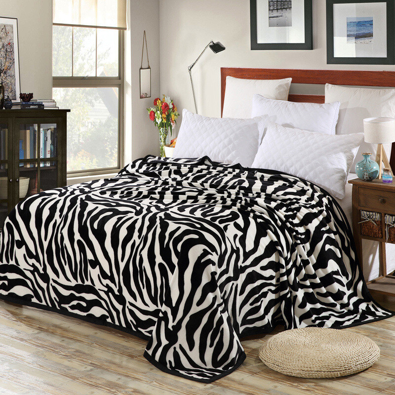 Wohndecke Kuscheldecke Zebra Muster Tagesdecke Decke Sofadecke Bettüberwurf