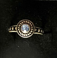 ring Messing mit hellblaum kristall 