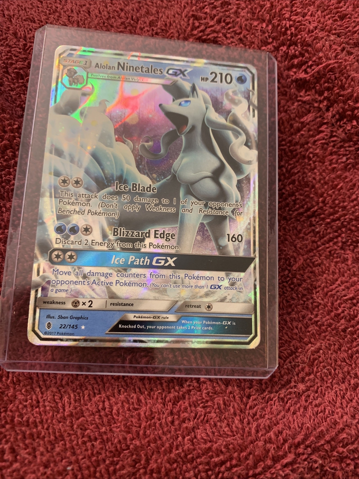 Pokémon TCG Alolan Ninetales GX Sun & Moon: Guardians Rising 22/145 Holo...