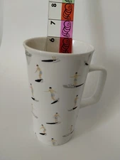 Monoprix Surfer Beach Mug Ceramic Porcelain 5.75" Tall 16 Ounces White Surfboard