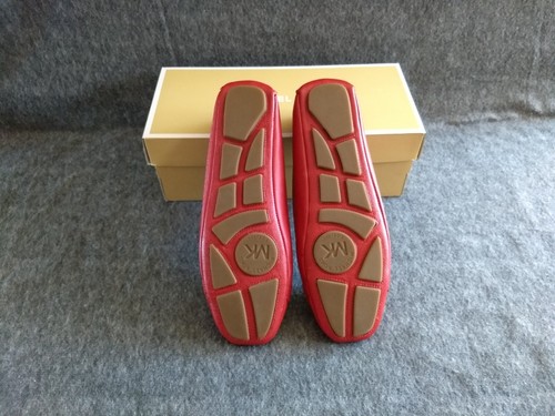 Michael Kors Leather Ballet Flat Shoes Fulton Red Gold MK Logo Womens 9M NEW - Picture 14 of 19