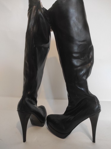 Promozione Latex Gomma Alle Ginocchia Stivali Tg. 42 - 47 Rv,Nuovo,13 CM Tacco, - Picture 5 of 20