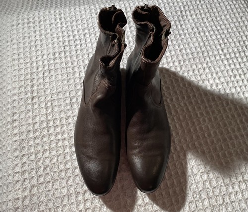 gorgeous PAUL SMITH 39 / 9 Brown Leather “Men Only” Back Zip Women's Ankle Boots - Picture 10 of 11