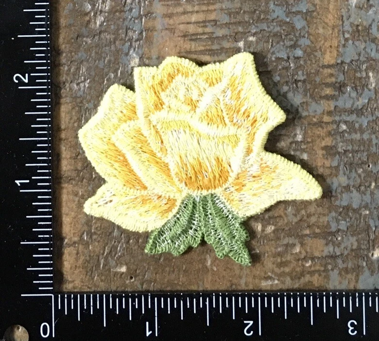 Vintage ROSE Yellow Flower Plant Floral Roses Pedals Gardening Sew-On Patch - Image 2 of 2