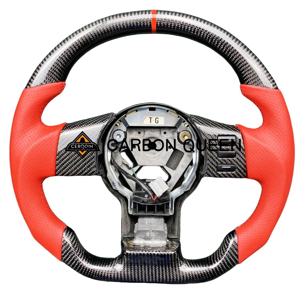 REAL CARBON FIBER Steering Wheel FOR NISSAN 350Z RED LEATHER /RING