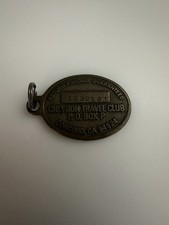 Vintage Chevron Travel Club Keychain Key Ring Fob Gas Oil Advertising Brass