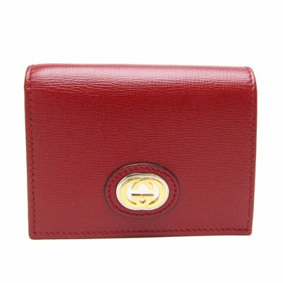 Gucci Interlocking G Leather Damen Bifold Geldbörse Rot Gebraucht Aus Japan