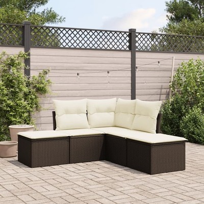 Gartenmöbel Sofa Garnitur Kissen Lounge Set Gartengarnitur Poly Rattan vidaXL