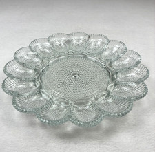 VTG Indiana Glass Hobnail Deviled Egg Plate Holds 15 Eggs Platter Tray 11&rdquo;
