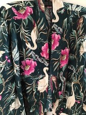 hunkemöller kurz kimono xs/s petrol reiher blumen satin boho blogger