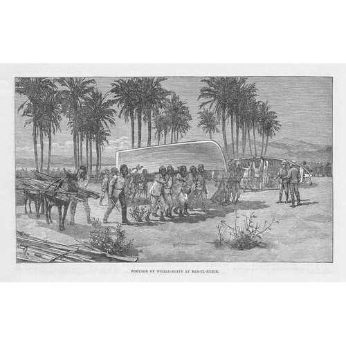 EGYPT Portage of Boats on the Nile Expedition - Antique Print 1884