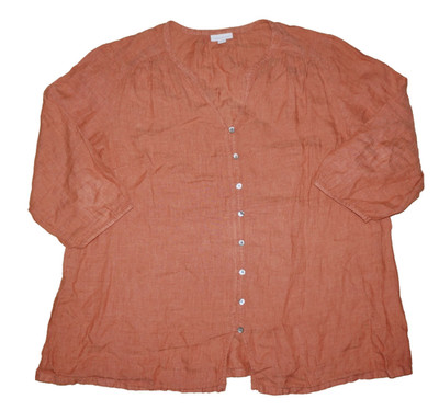 J.JILL Sepia-Coral Wash 100% Linen Relaxed PUREJILL Top XL