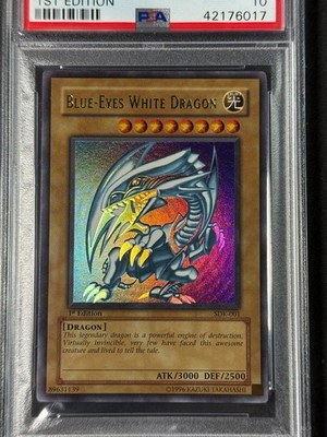 Yugioh PSA 10 Blue-Eyes White Dragon SDK-001 1st Edition Ultra