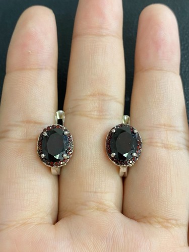 NATURAL GARNET 6X8 GARNET DIAMOND CUT STERLING SILVER 925 RING EARRING PENDENTS - 第 4/14 張圖片