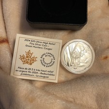 Canada 2024 $20 Ultra-High Relief Fine Silver Mint Coin Great Hunters: Cougar