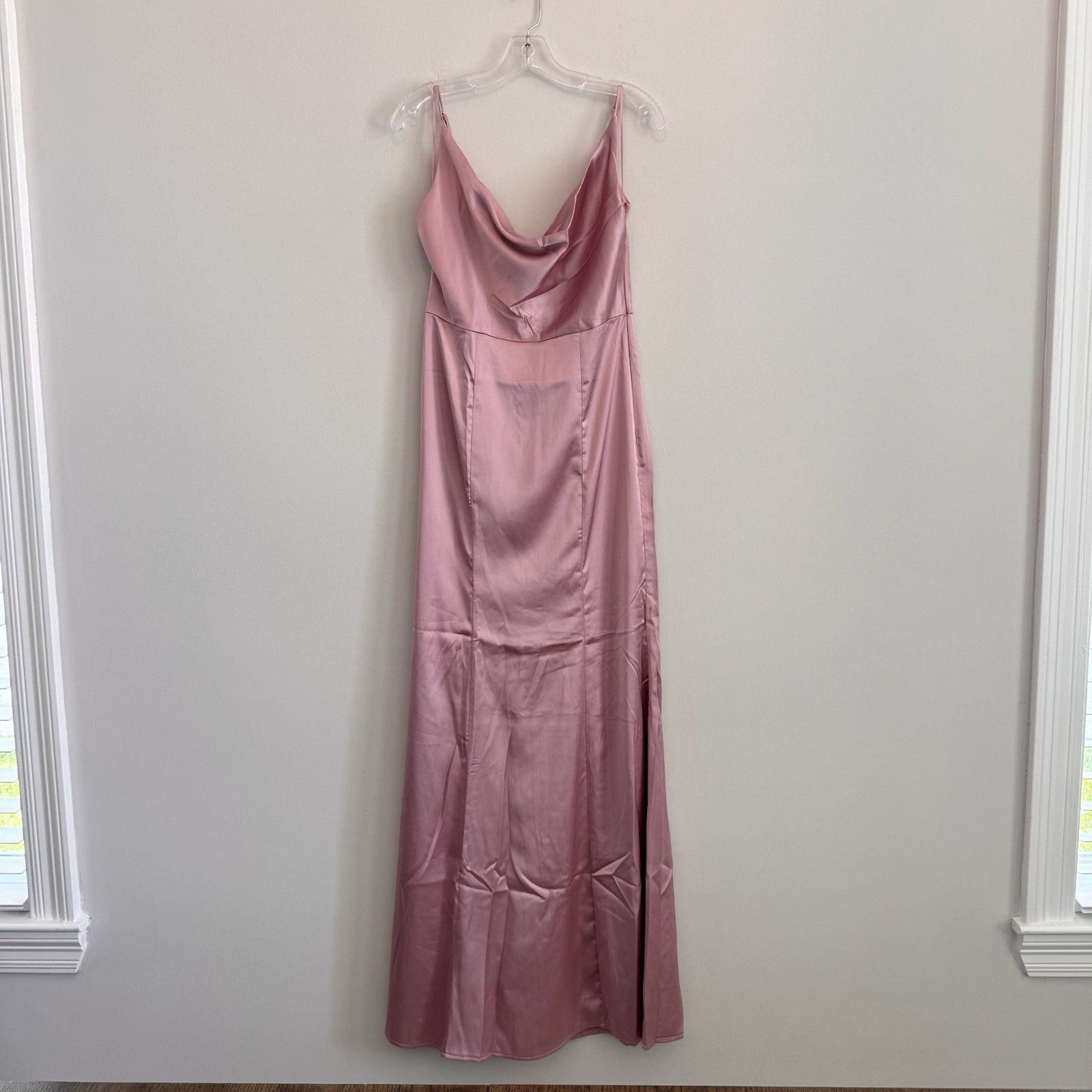Maniju Women's Mauve  Maxi Dress Size Medium Cowl Neck Formal Evening Gown Prom