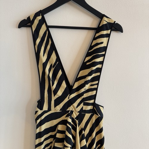 TOPSHOP Animal Print SIZE 10 UK Sleeveless Plunge V-Neck Midi Dress - Picture 4 of 9