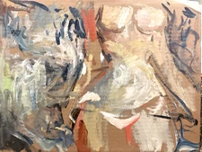 Oil On Cardboard 14”x18” Woman Gothic Boudoir Figure Cubist Original Art