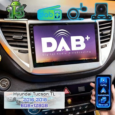 DAB+ 6+128GB Android 15 CarPlay Autoradio GPS Navi Für Hyundai Tucson TL 2016-18
