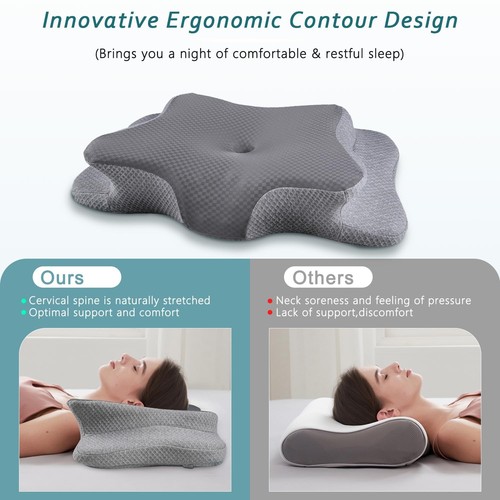 Cervical Neck Pillow for Pain Relief Sleeping, Contour Memory Foam Pillows, E... - Picture 7 of 7