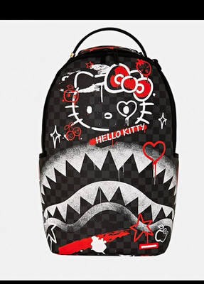 SPRAYGROUND Hello Kitty Medium Checkered Backpack Black Red White Polyester