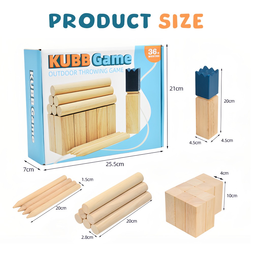 Large Kubb Yard Game Set with Carrying Case, Lawn Game