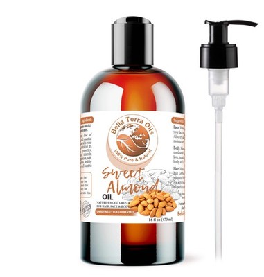 Natural Sweet Almond Oil - 16oz | Premium Grade, Cold-Pressed Oil for Skin, Hair