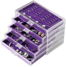 Jewelry Box 360° Rotating 5-Tier Functional Jewelry Storage Case Organizer for W