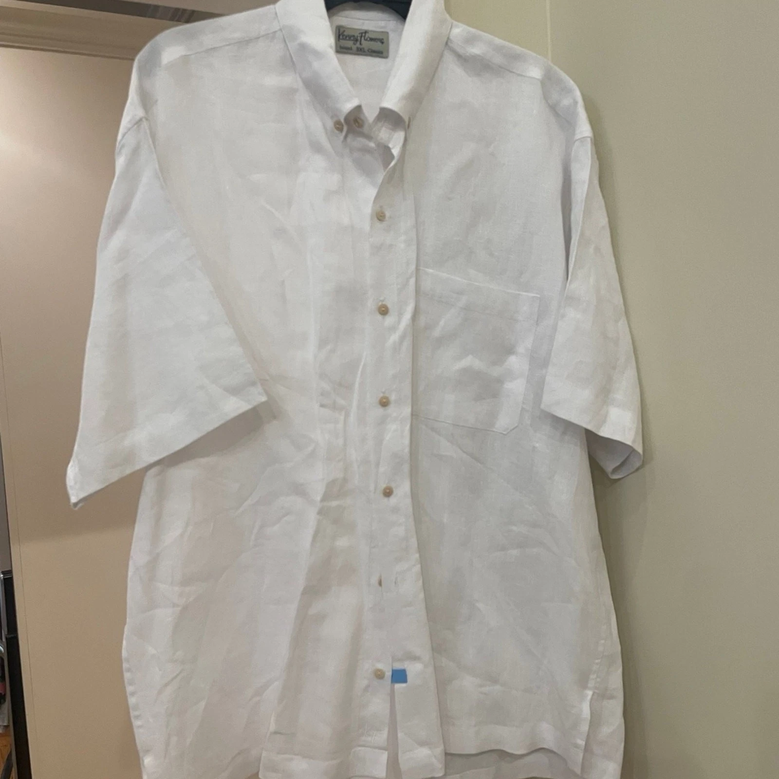 Men’s 3XL Kenny Flowers White Linen Shirt