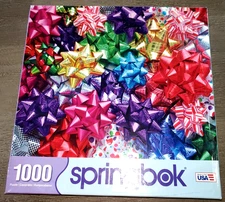 1000 piece JIGSAW PUZZLE SPRINGBOK COLORFUL BOWS PRESENTS PRESENTS PRESENTS! FUN