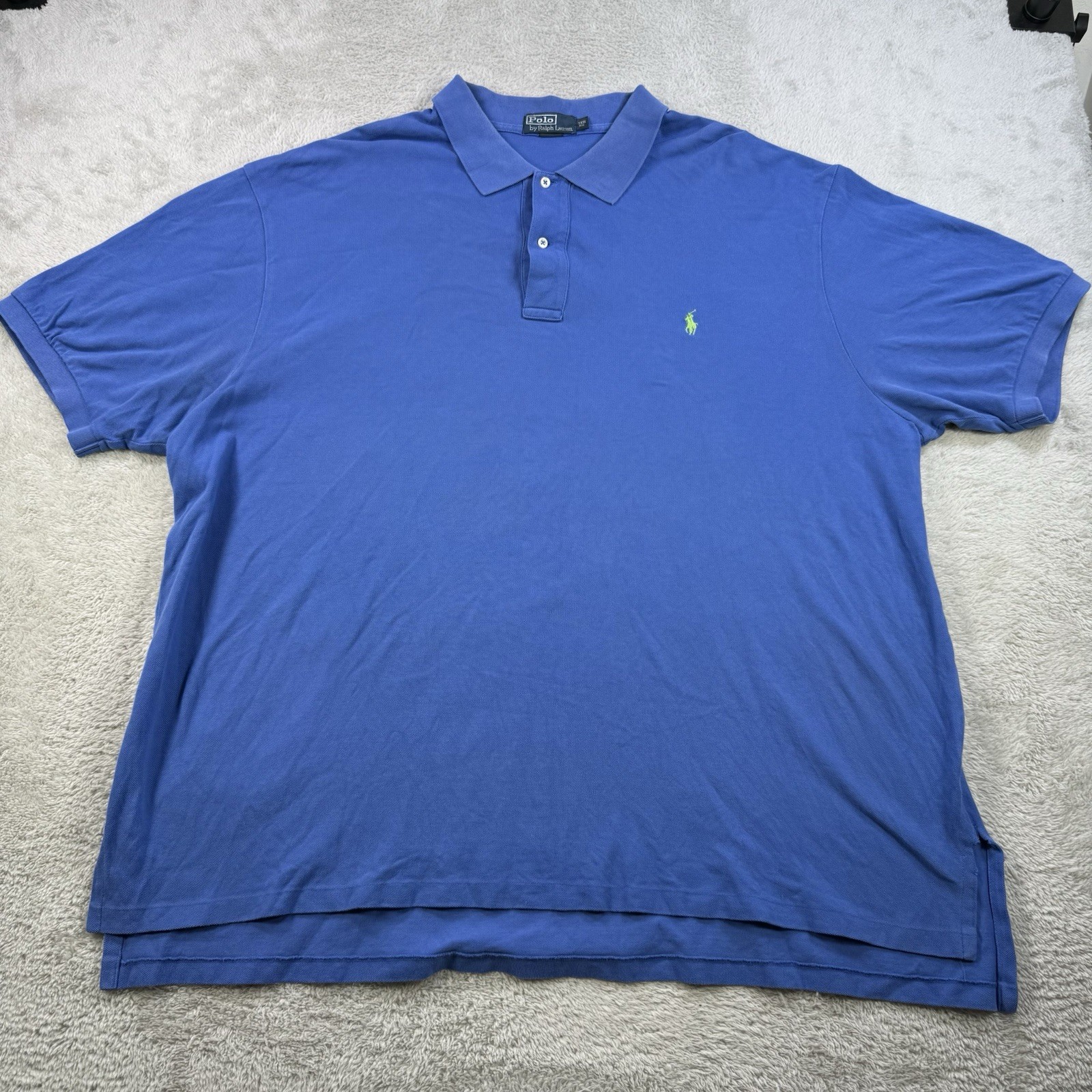 Polo Ralph Lauren camicia uomo 3XB blu manica corta pony colletto golf cotone top