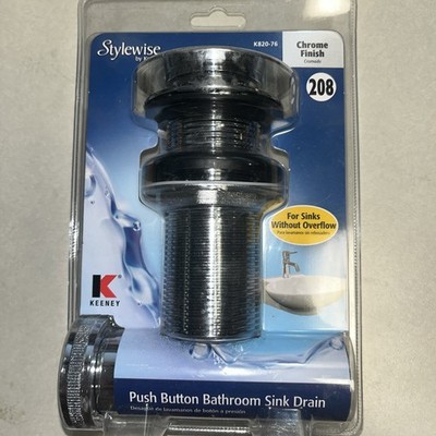 Stylewise/Keeney Push Button Bathroom Sink Drain Chrome 208 K820-76, NO OVERFLOW