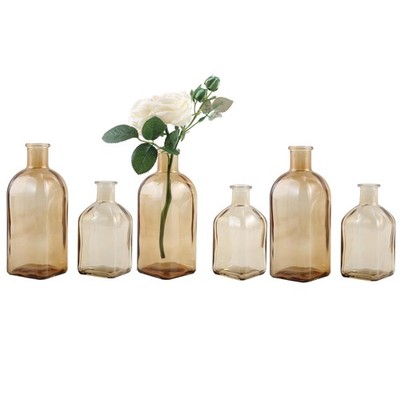 Gmwd Glass Flower Vase Set Of 6 Yellow Clear Bud Vases 14.5 Oz 8 Oz Apothecary