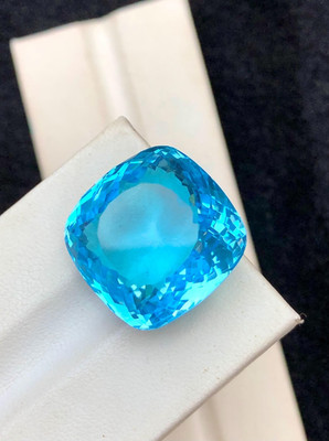 40 Ct GIE Certified Natural Brazilian Sky Blue Topaz Cushion Cut Loose Gemstone
