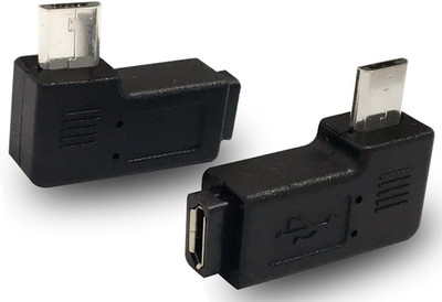 1 Pair Right Left 90 Degree Angle Micro USB Male to Micro USB Female Adapter
